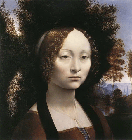 reproductie Portrait of Ginevra de Benci van Leonardo Da Vinci